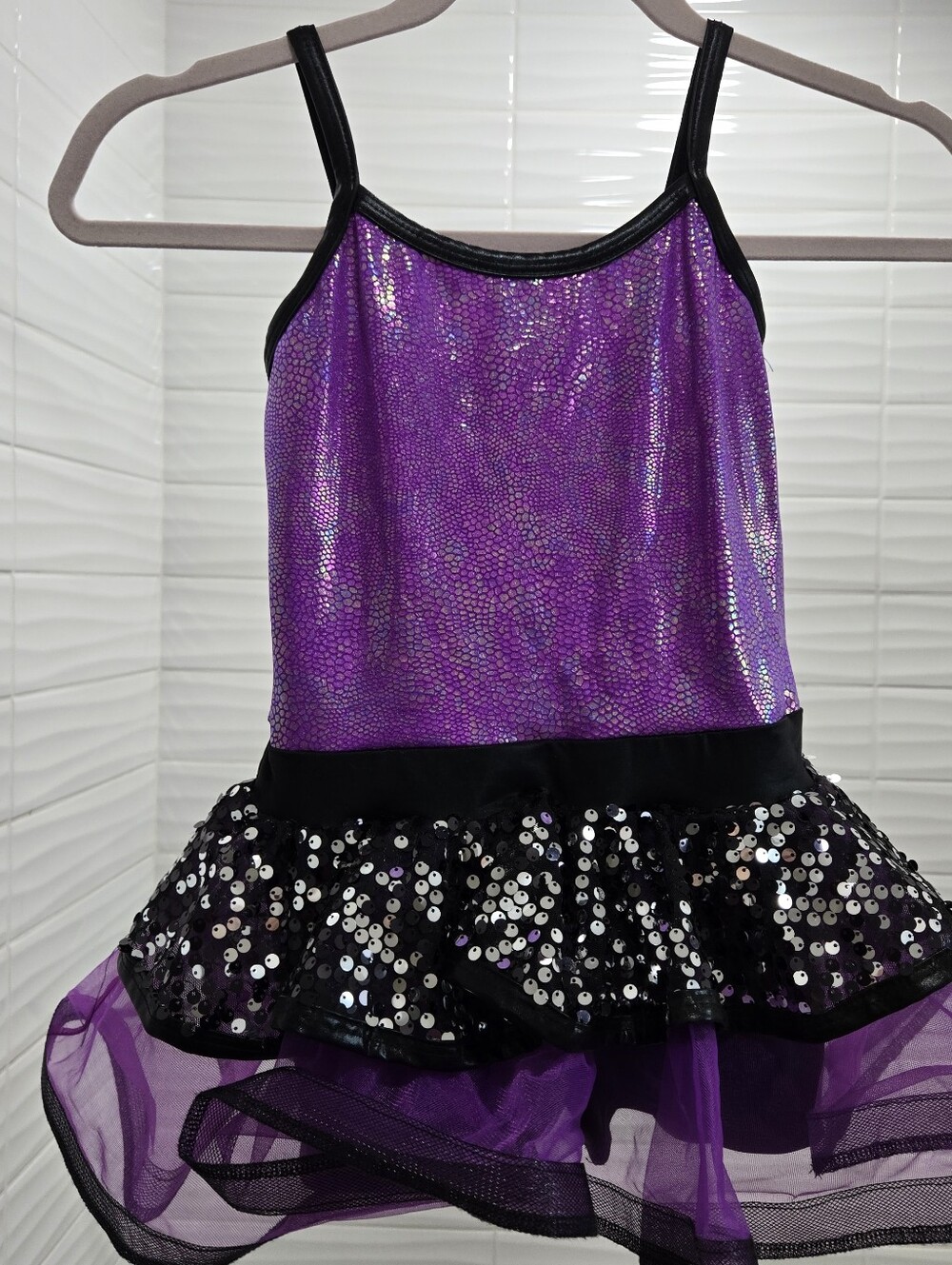 A Wish Come True Girls Purple Sequin Tutu Dance Costume W/Shorts